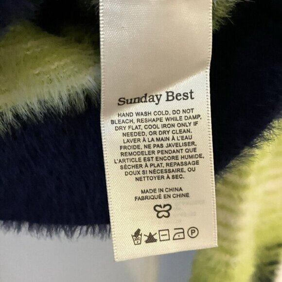 Aritzia Sunday Best Sweater Womens S Eyelash Fuzzy Stripe Crop Long Sleeve - Picture 3 of 6